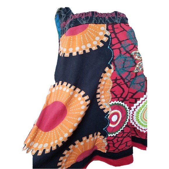Desigual Designer Dress Hippie Boho Deep V Front and Back Art-To-Wear Size Med - Picture 5 of 11
